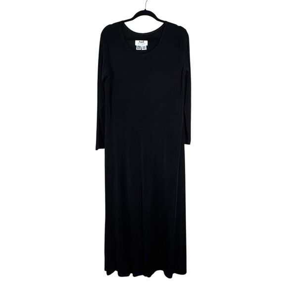 Flax Black Maxi Dress Slinky Knit Long Sleeve Minimalist Capsule Witchy Medium - Picture 1 of 5